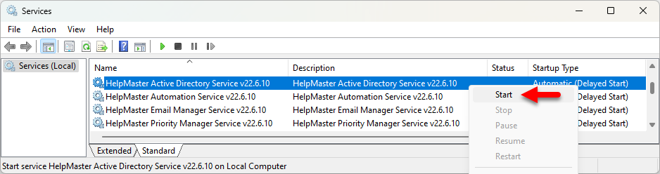 Starting the Active Directory Service