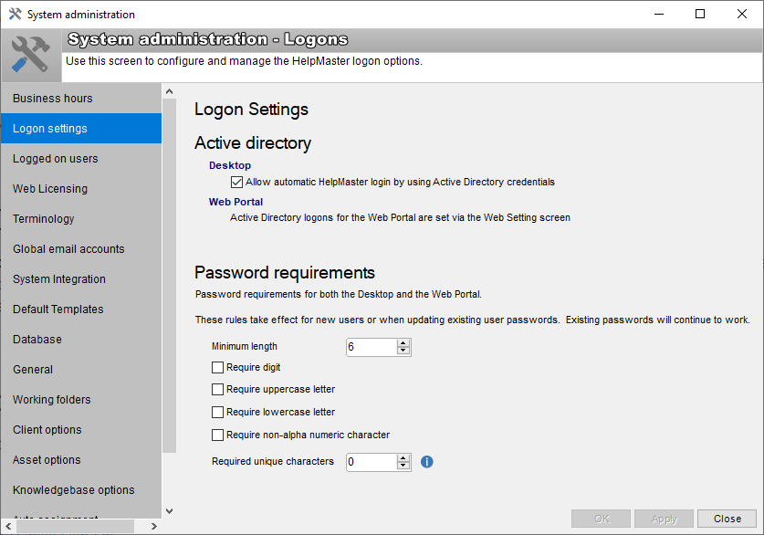 Logon Settings