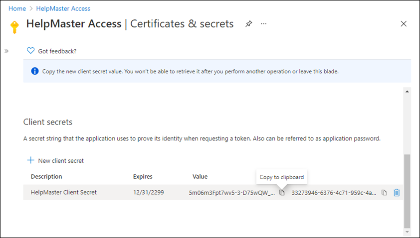 azure copy secret