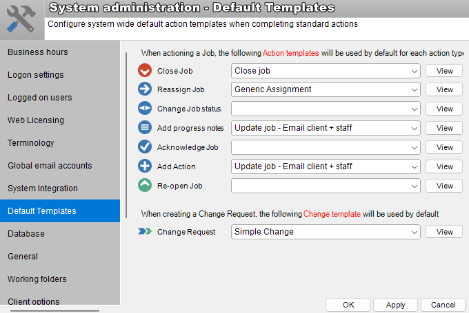 System Default Templates