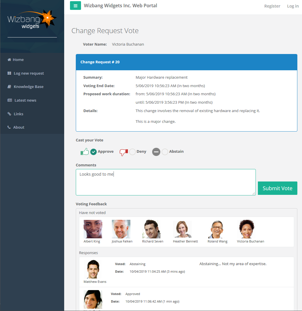 change management cab voting visibility