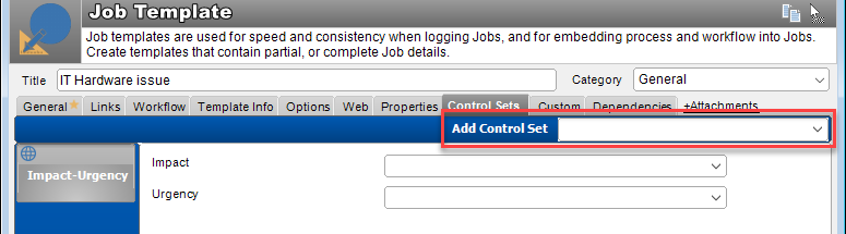 Job Template Impact Urgecy Controlset