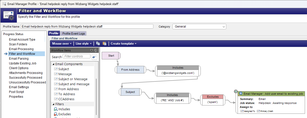 Service desk email response management