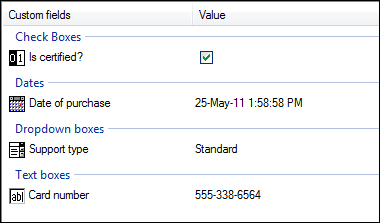 Custom data fields