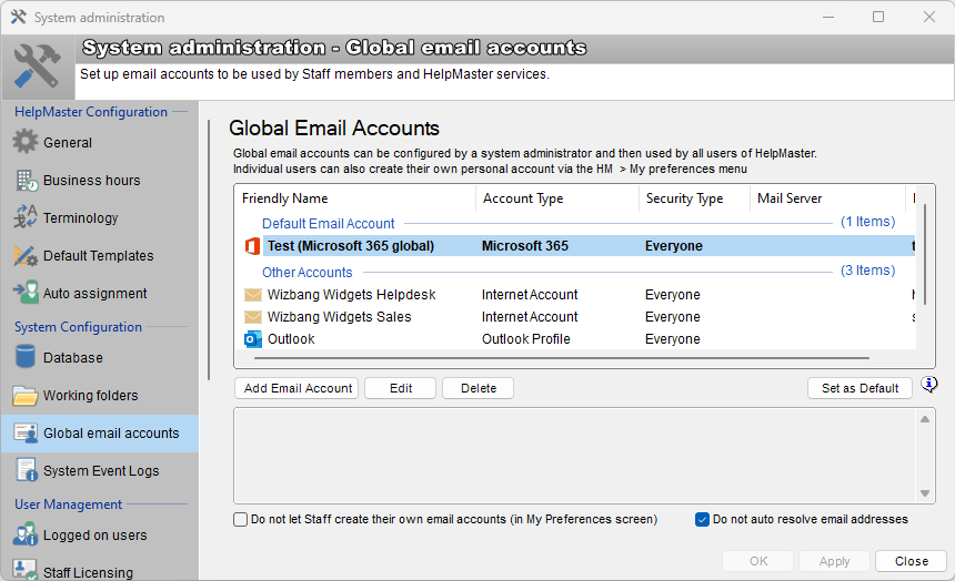 global emailaccounts