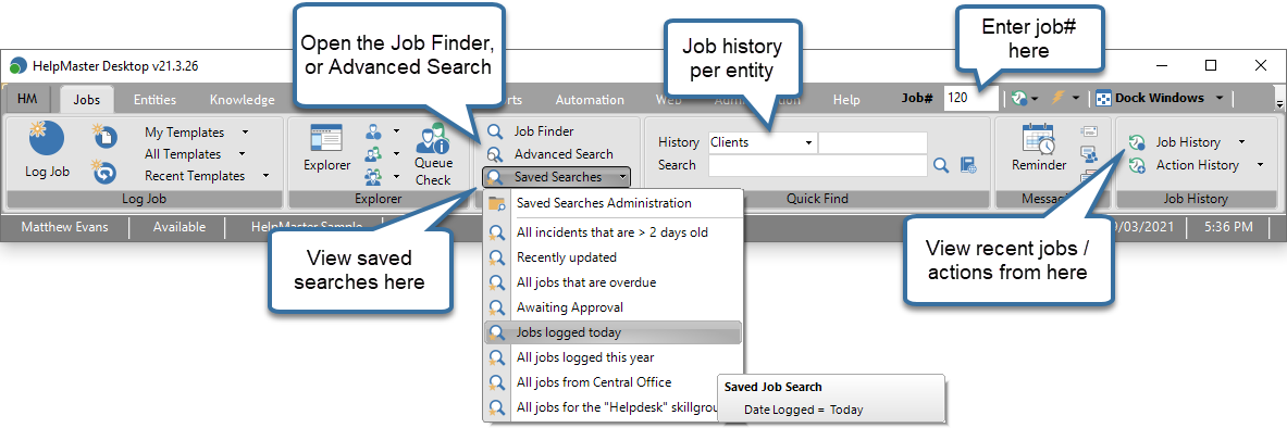 Searching for existing helpdesk tickets