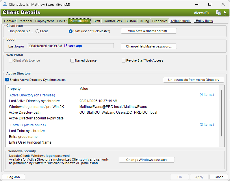 Staff Permissions Tab