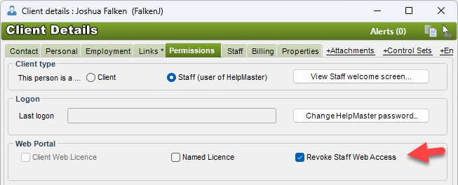 Revoke staff web access