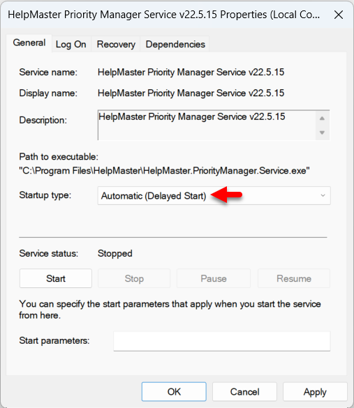 Priority Manager Service Configuration 2