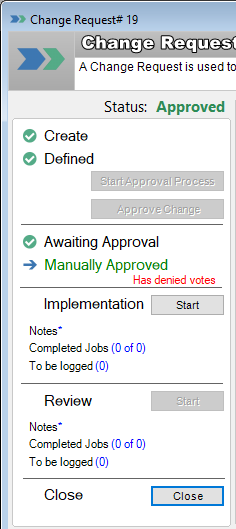 change management manually approved by change owner
