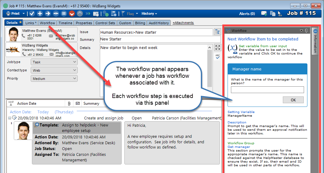 workflow execution panel