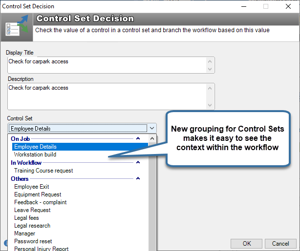 workflow control set grouping