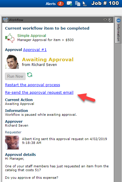 Resend approval request