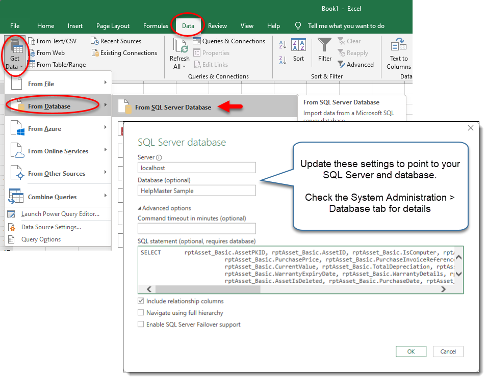 Excel connection to SQL Server