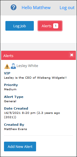 Client web alert