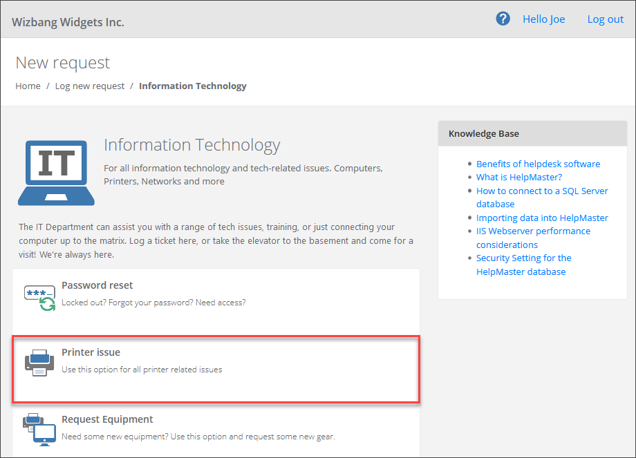 client web self-service helpdesk