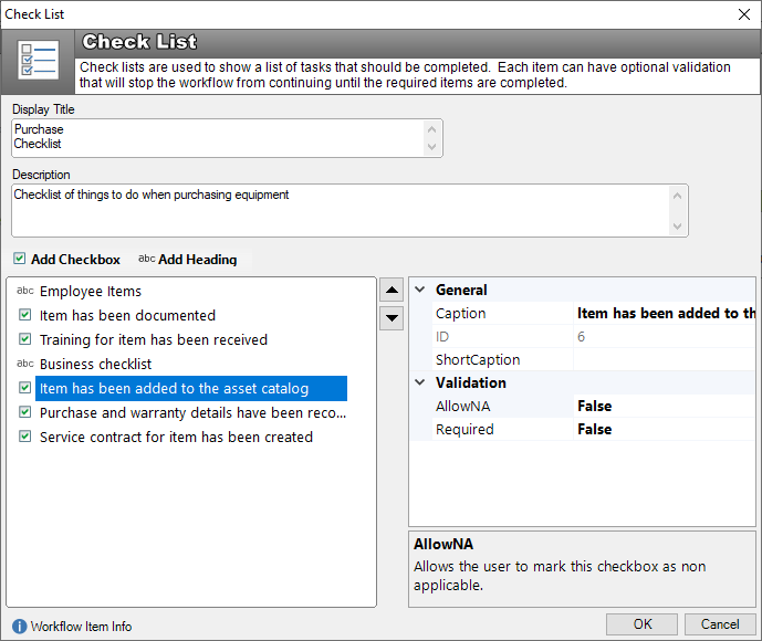 workflow checklist