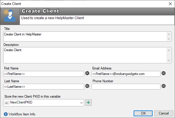 workflow create new client