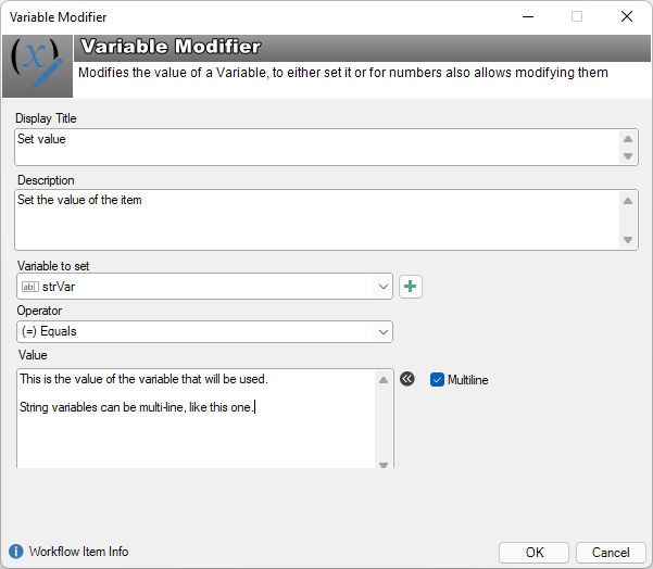 workflow variable set modify