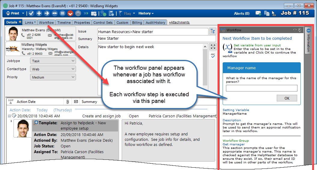 workflow panel